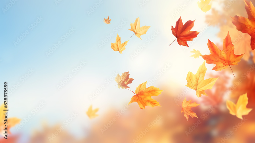 Autumn leaves are flying background