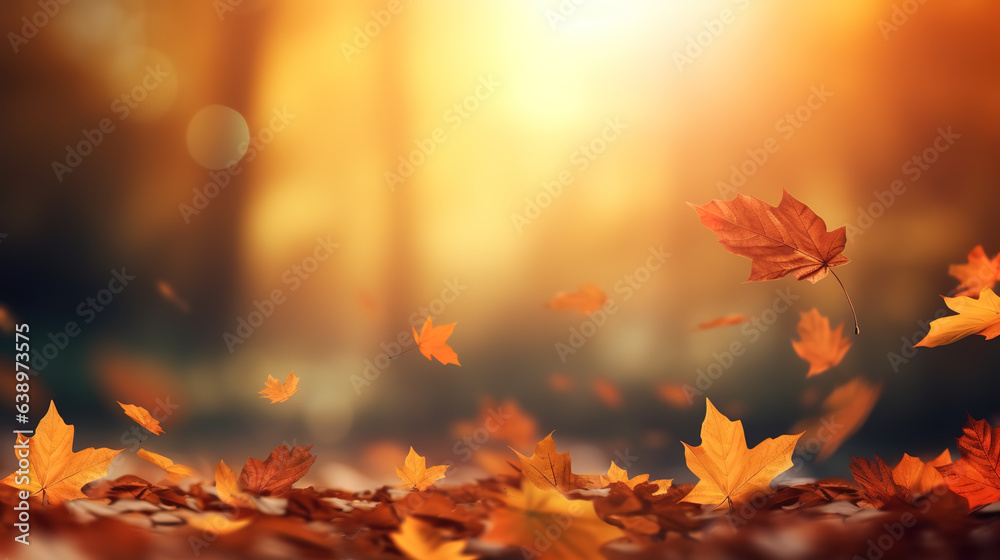 Autumn leaves are flying background - obrazy, fototapety, plakaty 