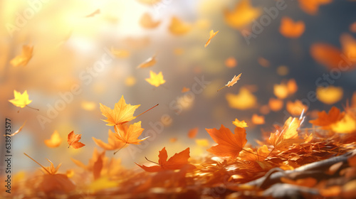 Autumn leaves are flying background