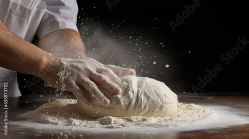 The chef is making pizza dough.