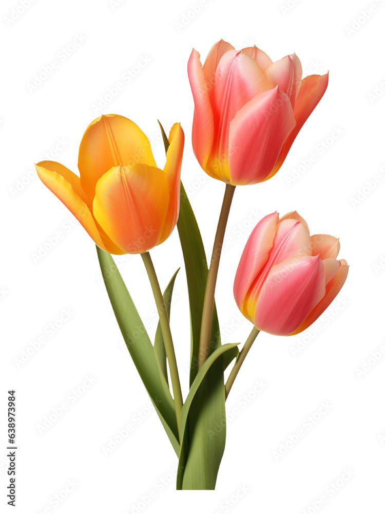 AI Generative bouquet tulips watercoler style isolated on transperent background AI Generative bouquet tulips watercoler style isolated on transperent background