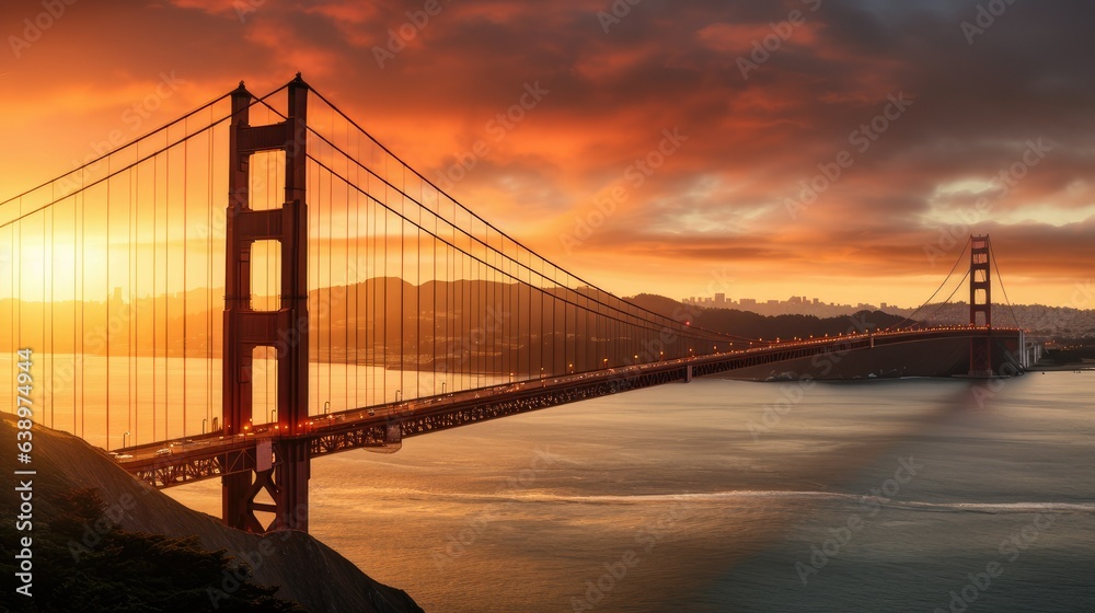 Fototapeta premium San Francisco featuring the iconic Golden Gate Bridge