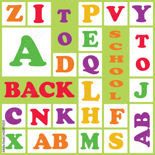 Back to school pattern with colorful alphabet letters
