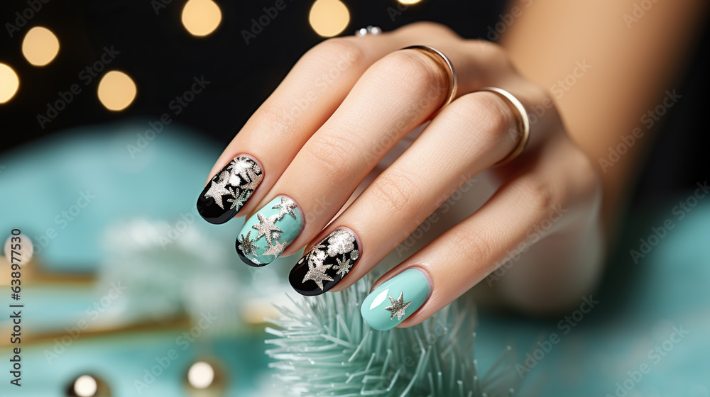 Nail Art Radiance, A Touch of Festivity on a Beautifully Styled Female Manicure Nail Art Radiance, A Touch of Festivity on a Beautifully Styled Female Manicure