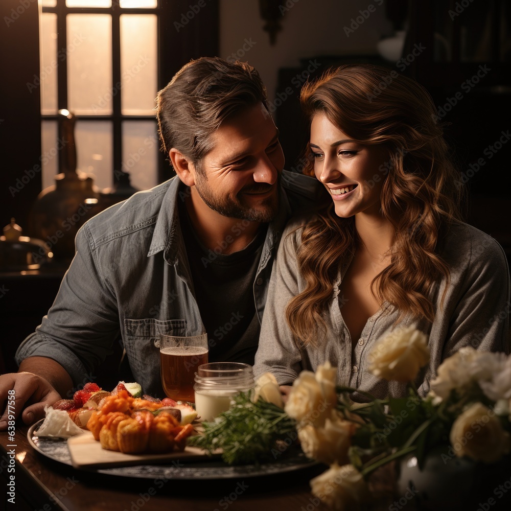 A husband in love brings his wife breakfast A husband in love brings his wife breakfast