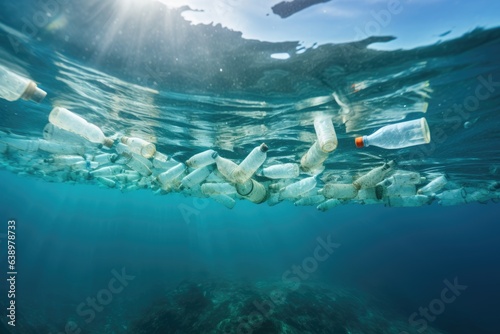 Plastic water bottles pollution in ocean