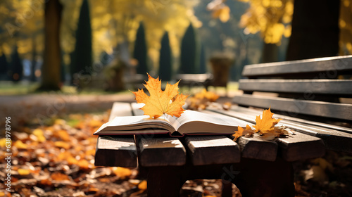 Fall Foliage Elegance  Discovering Rustic Tranquility with an Open Book