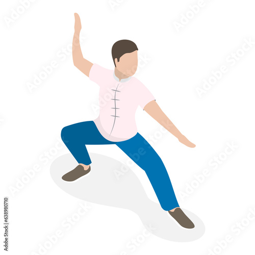 3D Isometric Flat Vector Set of Tai Chi, Healthy Lifestyle. Item 6