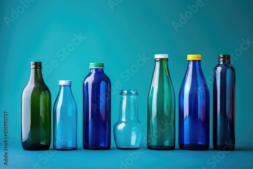 Separate collection of glass garbage. Colorful bottles