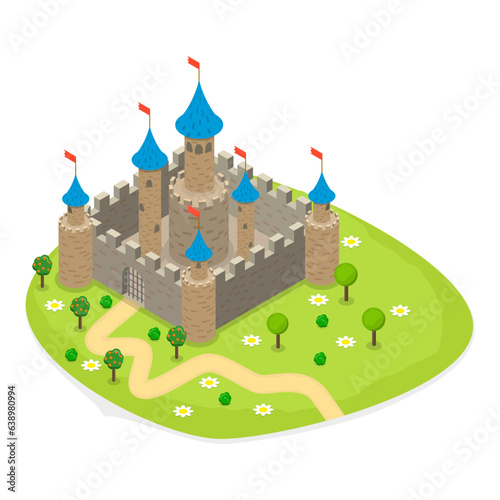 3D Isometric Flat Vector Set of Fairytale Characters and Items, Medieval Kingdom Objects Collection. Item 9