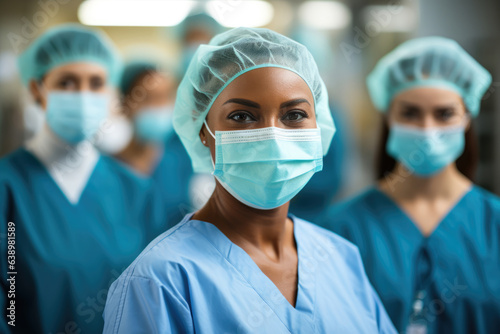 team of medical doctors after surgery in the hospital. selective focus