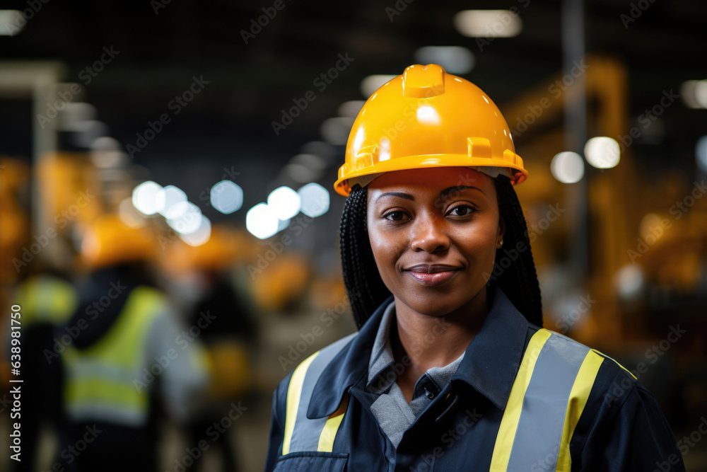 Heavy industry professional worker in uniform and safety helmet, female engineer at the factory Heavy industry professional worker in uniform and safety helmet, female engineer at the factory