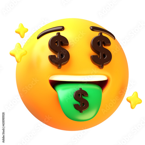 Money tongue pop out mouth face 3D Emoji Illustrations Pack