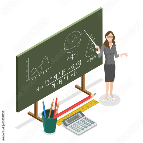 3D Isometric Flat Vector Set of Teachers, Education and Training. Item 4