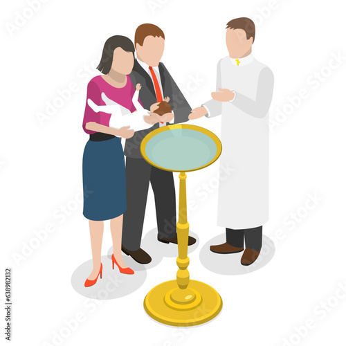 3D Isometric Flat Vector Set of Christian Ceremonies, Religious Rituals. Item 3