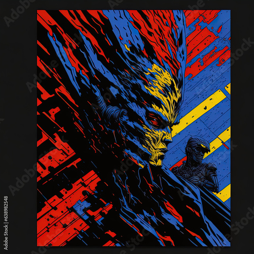 Heavy metal print multicolor art illustration 