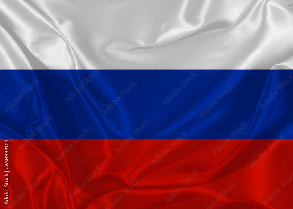 Fototapeta premium Waving silk flag of Russia