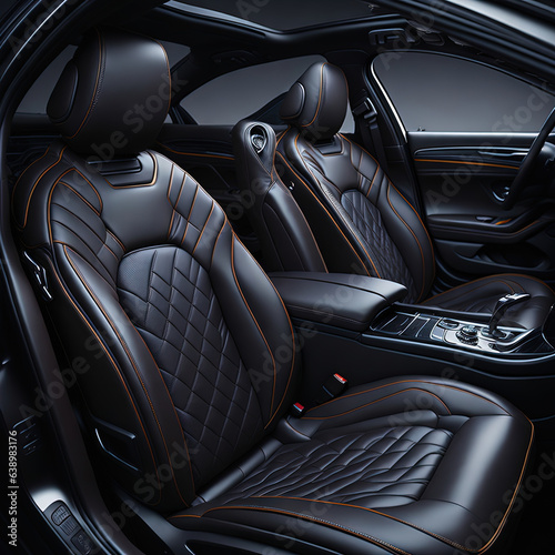 Car interior, black leather seats © George
