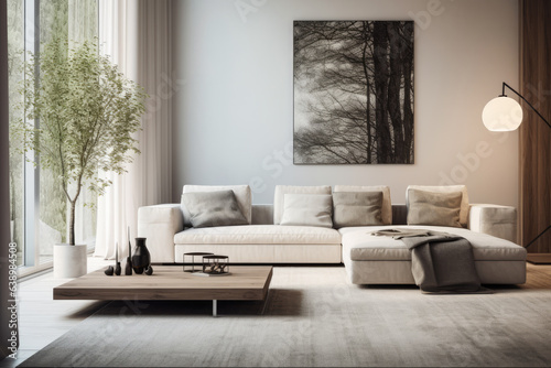 Luxury living room interior composition.