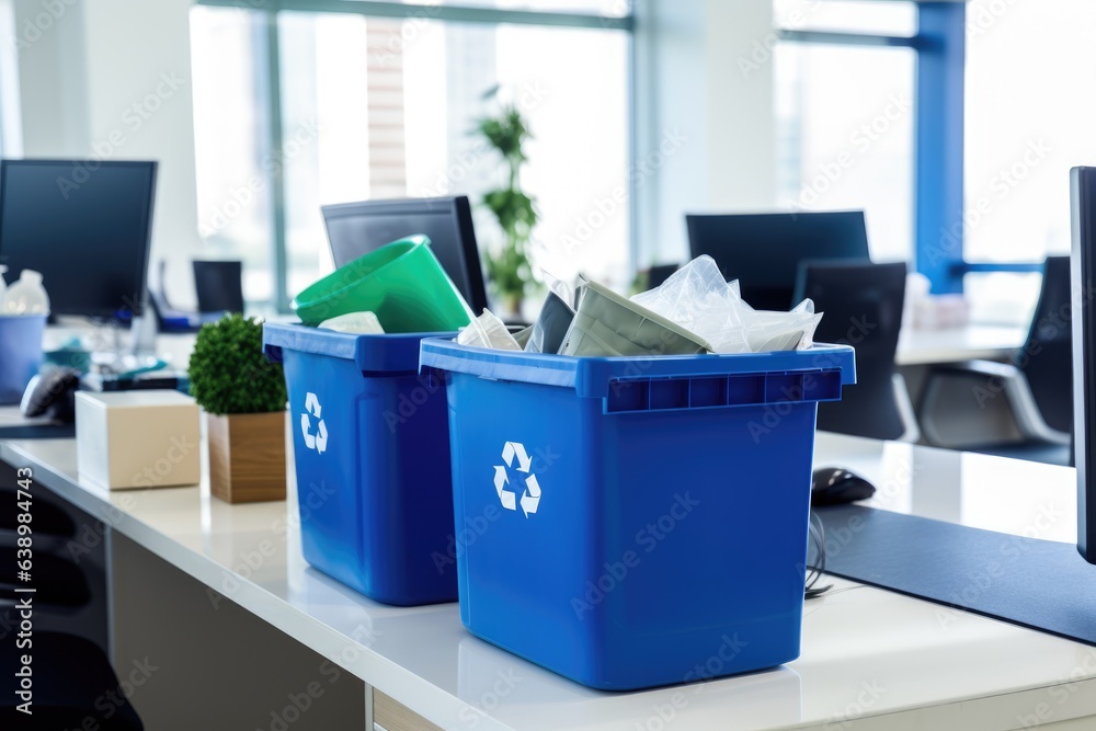 Waste separation and recycling in business office - obrazy, fototapety, plakaty 
