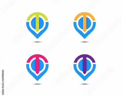 Free Download Set of colorful travel point and combination Letter T V logo design. Collection of travel logo vector template - GFXLoad