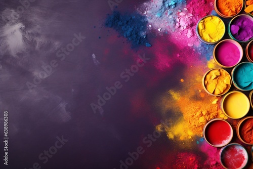 Greeting card or banner design for holi festival with colors