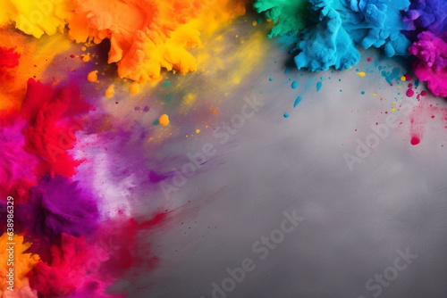 Greeting card or banner design for holi festival with colors photo