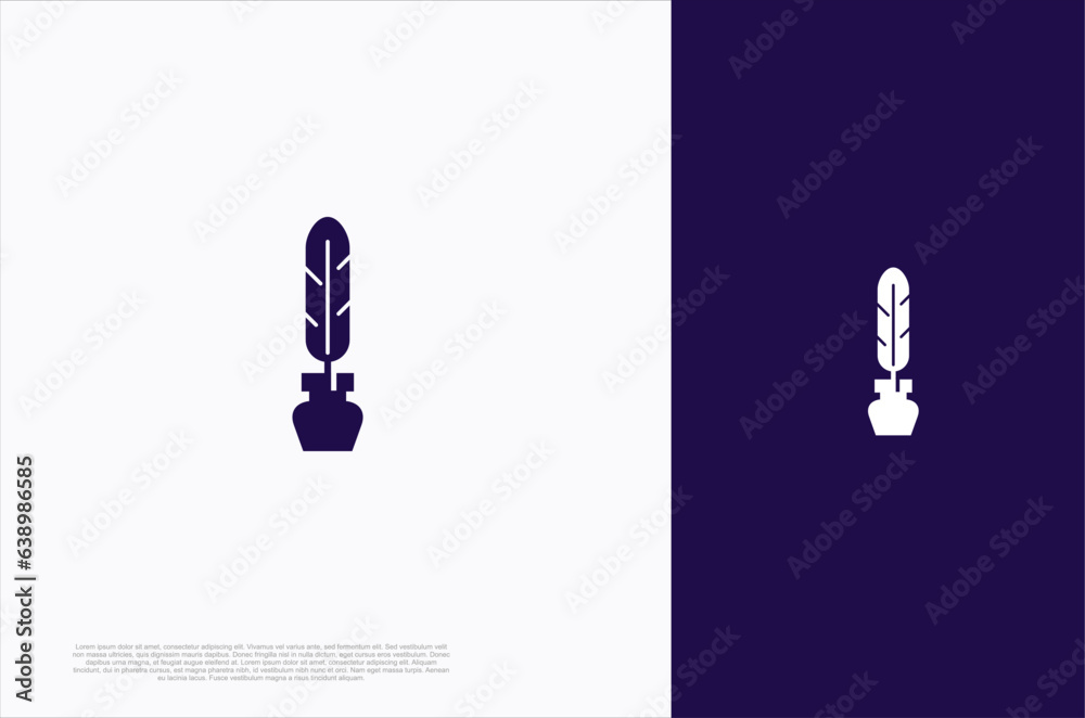 Creative quill classic signature feather ink pen. Writer, lawyer, law firm symbol. Vector design template Creative quill classic signature feather ink pen. Writer, lawyer, law firm symbol. Vector design template