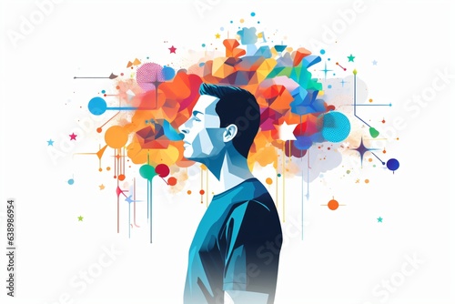 Illustration of a man thinking new ideas and concepts