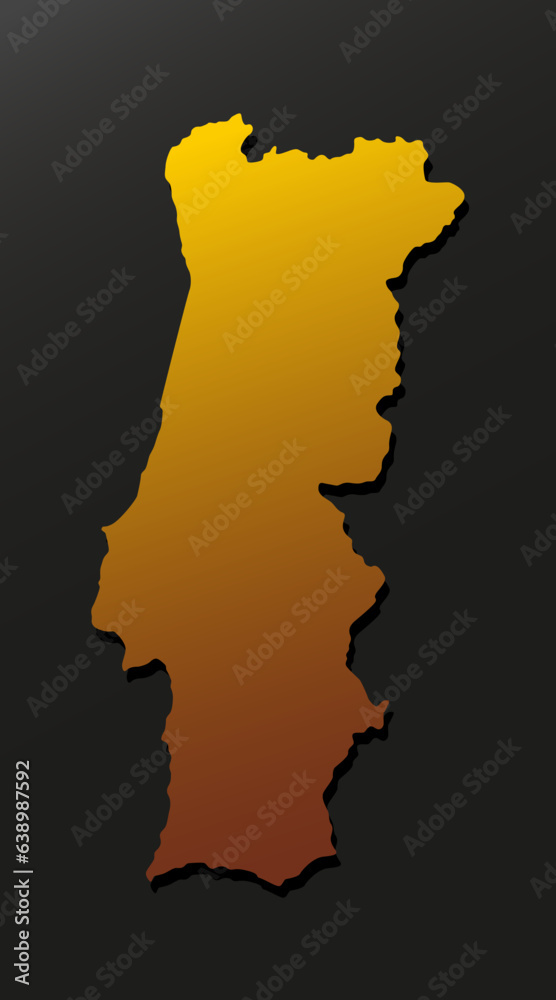 Vector map Portugal gold material, Europe country