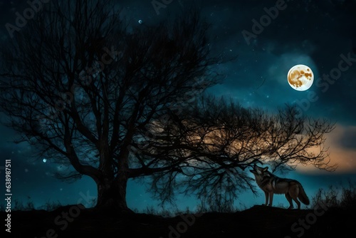 halloween background with moon © umair
