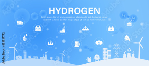 Clean hydrogen energy concept.Hydrogen production.Hydrogen Industry Concept. H2 hydrogen innovation zero emissions technology