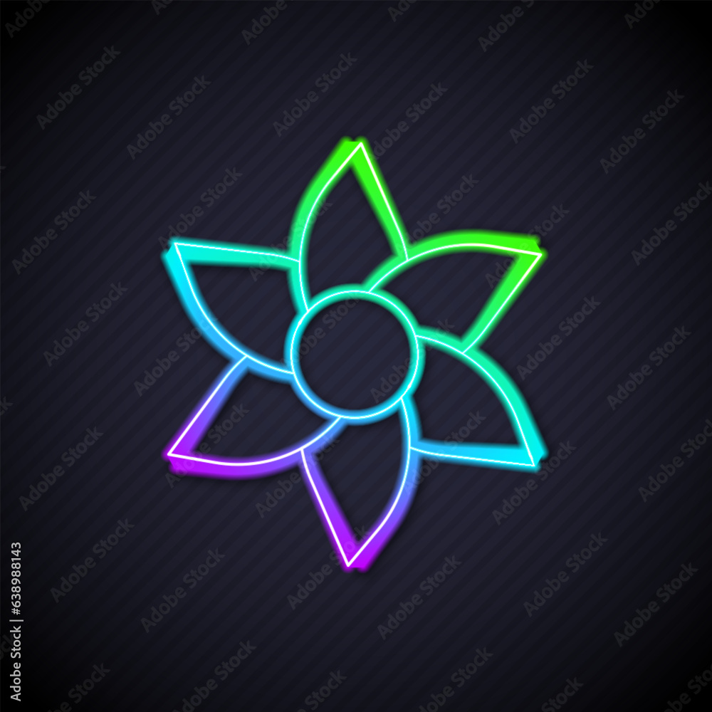 Glowing neon line Flower icon isolated on black background. Sweet natural food. Vector
