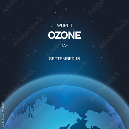 World Ozone Day design with an earth globe surrounded by ozone layer. It is also known as International Day for the Preservation of the Ozone Layer. Vector illustration