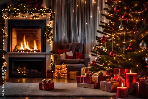 fireplace with christmas decorations