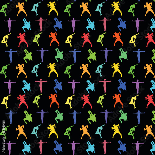 background pattern colorful silhouettes of people dancing 