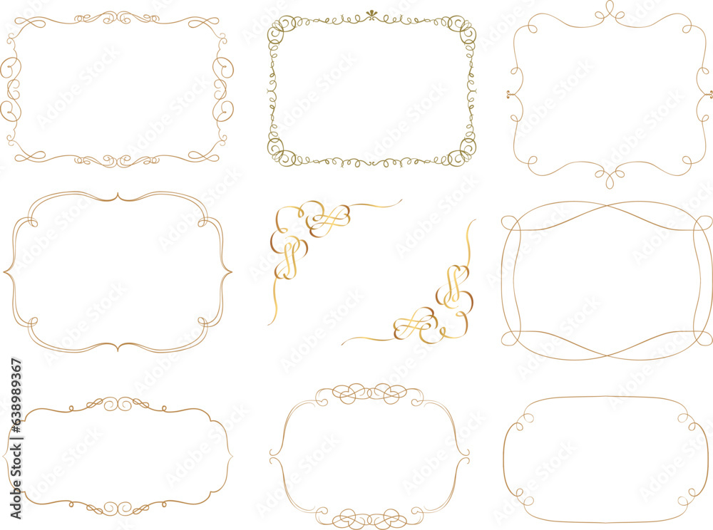 Decorative frames. vintage rectangle ornaments and ornate border. Isolated icons vector set