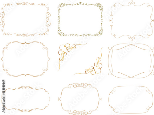Decorative frames. vintage rectangle ornaments and ornate border. Isolated icons vector set
