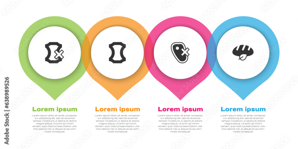 Set No leather, Leather, meat and Vegan bread loaf. Business infographic template. Vector Set No leather, Leather, meat and Vegan bread loaf. Business infographic template. Vector