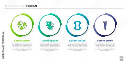 Set Acorn, No meat, Leather and Carrot. Business infographic template. Vector