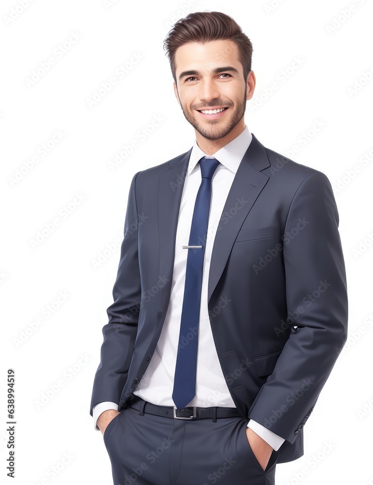 portrait of a smiling businessman putting his hand in his pocket isolated on a white background generative ai portrait of a smiling businessman putting his hand in his pocket isolated on a white background generative ai