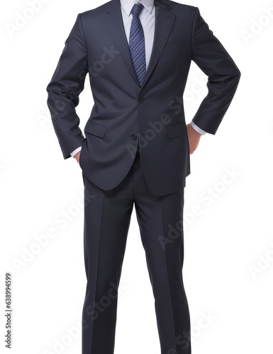 portrait of a businessman putting his hand in his pocket isolated on a white background generative ai