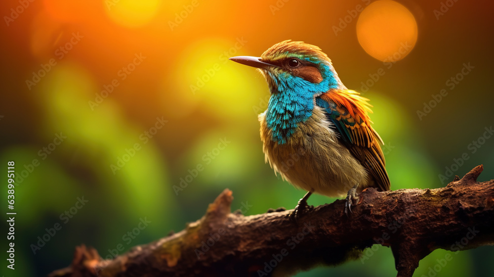 A Bird of Paradise Perched on a Tree Branch in the Highland Forest AI Generative