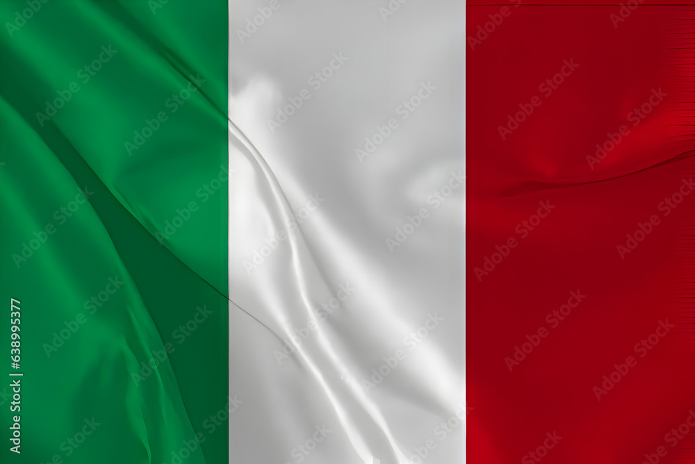 Waving silk flag of Italy. National Flag background, Patriotic Country Flag.