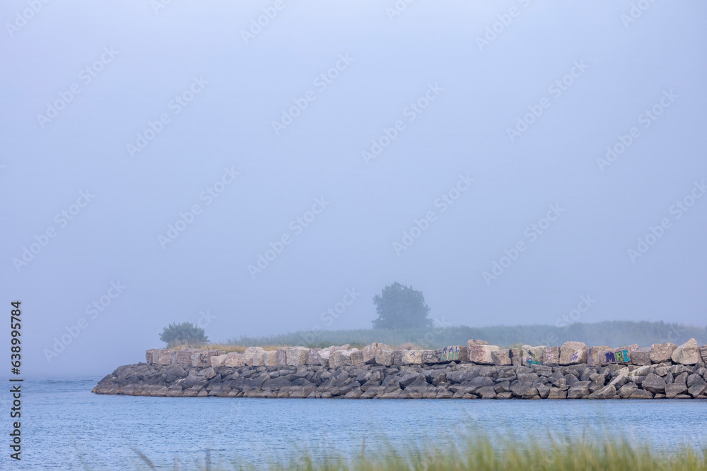 The fog coming from lake Michigan on the Wisconsin coast