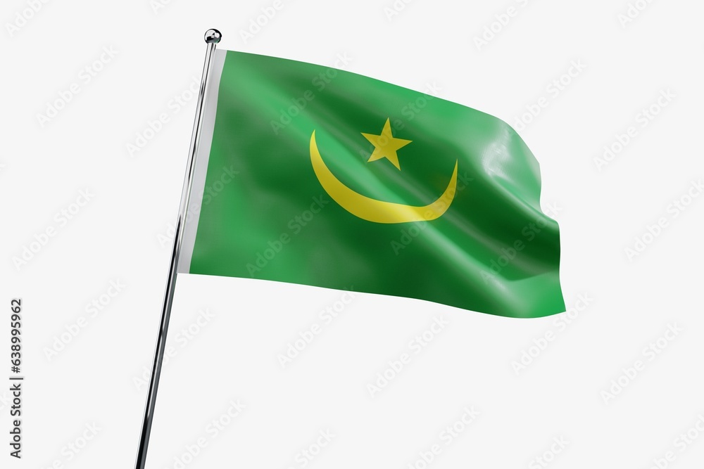 Mauritania - waving fabric flag isolated on white background - 3D illustration Mauritania - waving fabric flag isolated on white background - 3D illustration