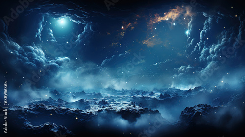 Panorama View Universe Space Shot of Milky Way Galaxy with Stars on a Night Sky Background AI Generative