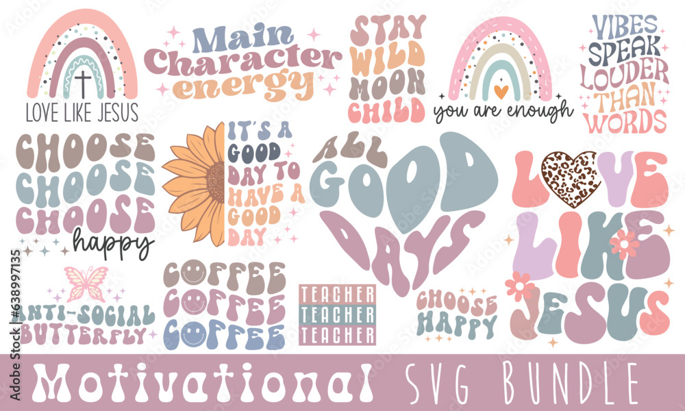 Fototapeta premium Motivational Retro SVG Bundle.