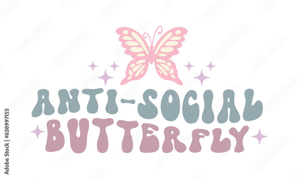 Anti-social Butterfly Retro SVG