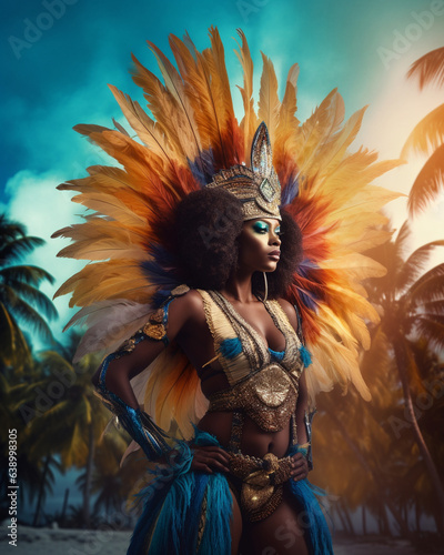 034 Beautiful Afro Caribbean Woman, Carnival Costume, Caribbeans Carnival, Trinidad & Tobago, Feathers, Colorful Decor, Colorful Feathers, Masquerade, Marauder Costume
